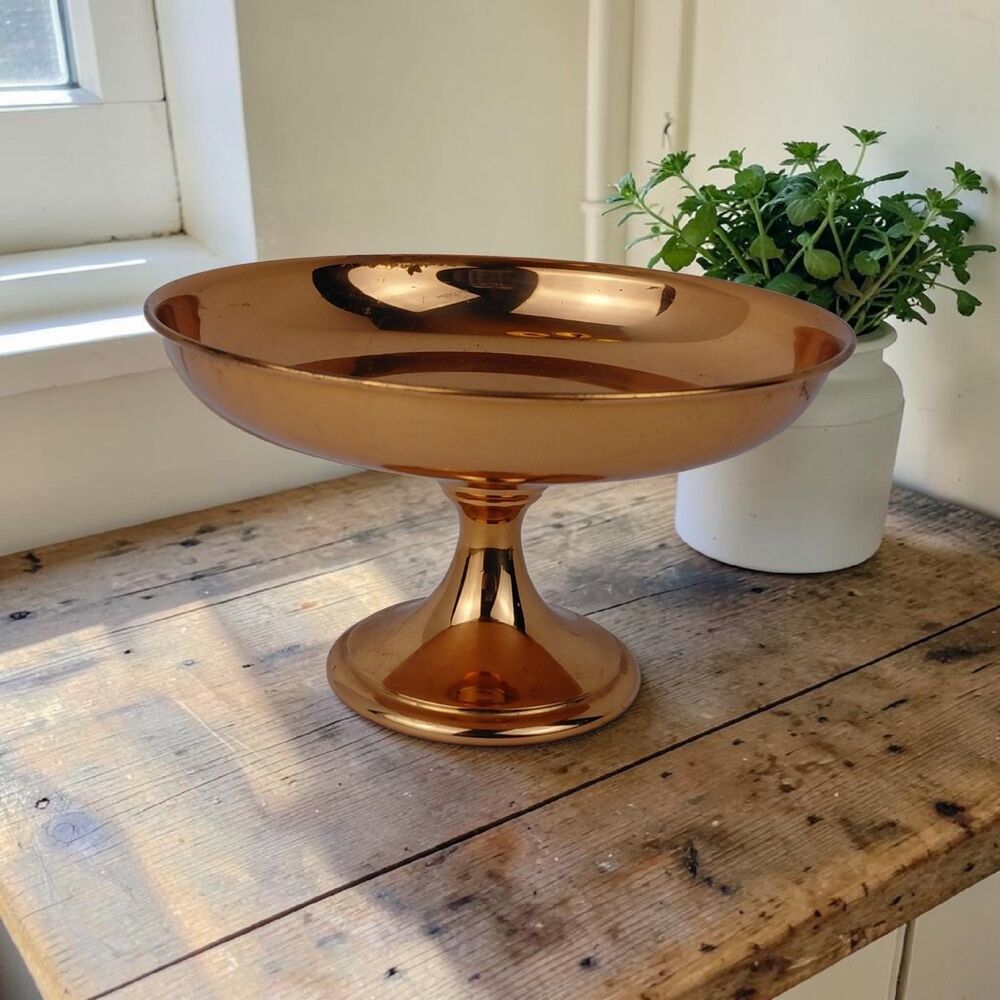 Vintage Coppercraft Guild Pedestal Copper Footed Bowl Candy Dish Round 7"D